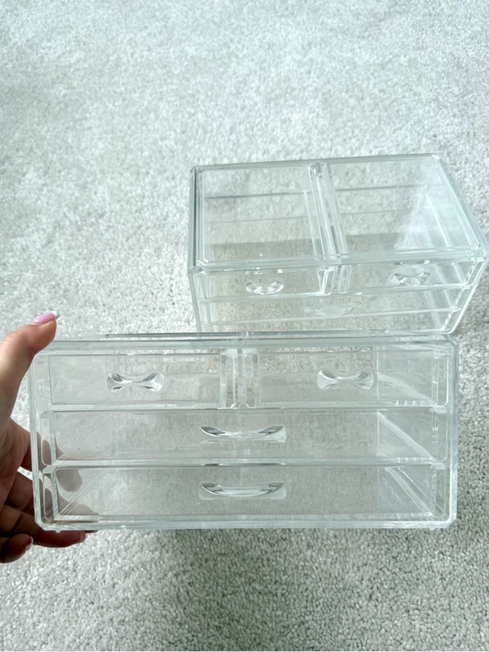 2 Clear Acrylic 4-Drawer Makeup and Jewelry Organizer